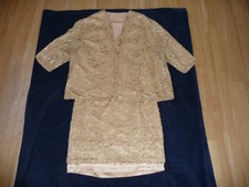 Brokatkleid/Abendkleid mit Weste beige original 60er-Jahre Größe 36