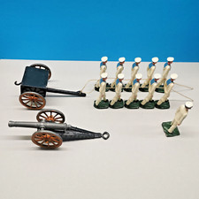 Marine Artillerie, 11 vollplastische Zinnfiguren + Protze + Kanone, 54 mm, Zinn.
