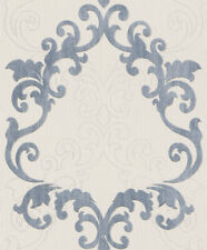 Rasch Tapete Vlies Selection 849813 Barock Ornament Weiß Blau feine Struktur
