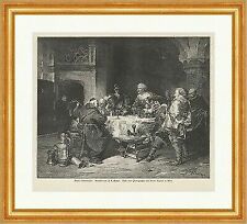 Bruder Kellermeister J. E. Geißler Mönch Kutte Gelage Holzstich E 13642 Gerahmt