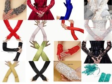 Brauthandschuhe Gloves Handschuhe Karneval Party Hochzeit schwarz weiß elbenbein