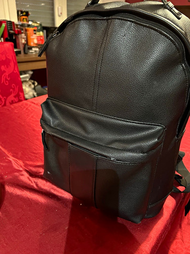 Schwarzer kunstleder rucksack - schwarzer,