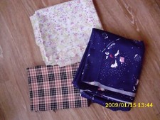 3 x alter DDR Stoff unbenutzt antik, Handarbeit,schöne Farben,Ostzone Vintage 