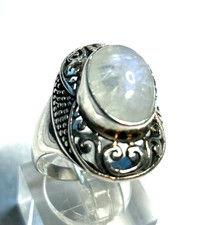Stattlicher 925 Silber Ring Mondstein Cabochon Ø 18,5 mm RG 58 solide Qualität