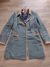 Landhaus Gehrock Tracht - grünes Leinen mit Lederbesatz