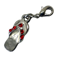 Charm Anhänger Bettelarmband Flip Flop Sandale Schuhe mit Strass Steinen rot