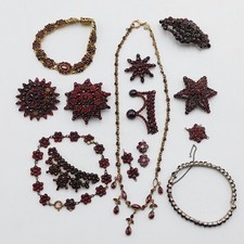 Konvolut Biedermeier Double GRANAT Schmuck Kette Brosche Armband Antikschmuck 