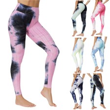 Damen Lange Leggings Leggins Yogahose Gym Sport Fitnesshose Hose Jogginghose DE