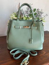 Maxi Tasche OFFICE BAG Damen salbeigrün Hand- und Schultergurt ECHT LEDER