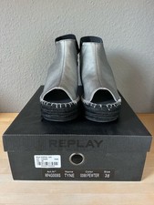 Damen Sandalen Pantoletten Replay Tyne  Wedges Keilabsatz Silber