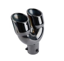 Auspuffblende Doppelendrohr 2 x 65mm rund Edelstahl in Sportauspuff Optik