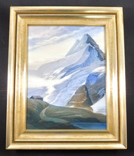 ANTIK ROSENTHAL PORZELLAN BILD H. FINK SCHRECKHORN VOM BACHALPSEE AUS
