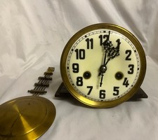 Regulator Uhrwerk mit Pendel, Pfeilkreuz/Junghans, seltenes, Emailziffernblatt