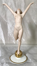 HUTSCHENREUTHER Porzellan Akt-Figur SONNENKIND Tänzerin auf Goldkugel K. TUTTER