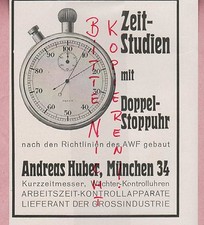 MÜNCHEN, Werbung 1929, Andreas Huber Kurz-Zeit-Messer Wächter Kontroll-Uhren