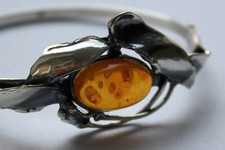 Bernstein Armreif Silber 925 Vintage modernist art deco Armband