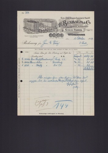Würzburg rechnung 1907 h - wÜrzburg,,
