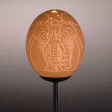 Lampenschirm Straußenei " Elefant" Handarbeit Licht Lampe Aufsatz für Tischlampe