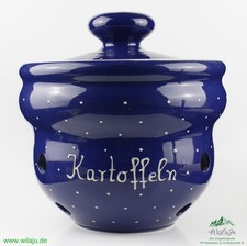 Rheinsberger Keramik Manufaktur Blau 1 Punkt Kartoffeltopf Landhausstil