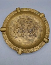 großer Aschenbecher Ascher Stammtisch Tischascher Messing 5 Ablagen 19,5 cm B09