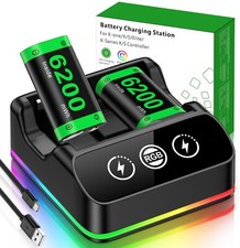 2*6200mWh Akku &Ladestation für Xbox One XS Elite Xbox Series XS Controller Gelb