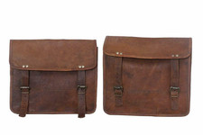 Motorrad Satteltaschen 2 Seitentaschen braun Ledertasche Packtaschen Sattel 2...