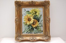 Porzellanbild Rosenthal " Sonnenblumen " im Barockrahmen signiert