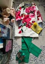 Escada Clutch Tasche Quaste Fell Pompon Leder Senfgelb Hardware Gold Escada Logo