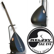 Profi Saz Baglama, Langhals, Schwarz Matt, inkl. Tasche & Mizrap mit Tonabnehmer