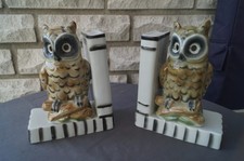 2 schöne,gepflegte Eulen  Buchstützen  aus Keramik