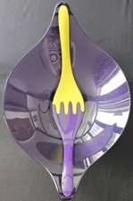 KOZIOL LEAF L SALATSCHÜSSEL LILA MIT SALATBESTECK LILA GRÜN GROSS 3 LITER