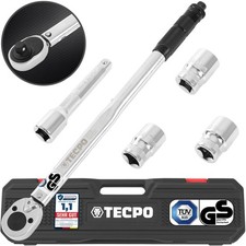 TECPO DREHMOMENTSCHLÜSSEL 1/2 ZOLL 40-210 Nm + STECKSCHLÜSSEL NÜSSE 17 19 21 mm
