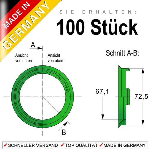 100 zentrierringe 67 1 - x, 67,1
