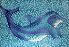 Glasmosaik Bild Pool Delfin Fisch 160 x 110 cm Pool Schwimmbad ART:Delphin_gross