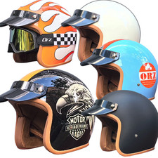 Vintage Motorradhelm, Retro, Vespa, Jet, offen - Brille, Leder
