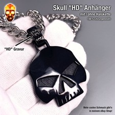 großer HD Skull Anhänger schwarz Edelstahl Totenkopf Biker Harley Motorrad Ring