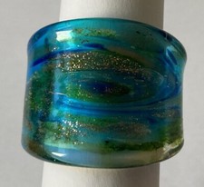 Unikat - Glasring Aquamarine Größe 59 ( NEU )