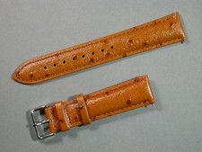 echt Straußenleder Uhrenarmband H-Braun  20mm Gepolstert Edelstahlschließe 7546