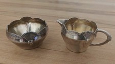 WMF Milchkännchen / Sahnekännchen, Zuckerdose, versilbert Art Nouveau Jugendstil
