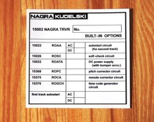 1 x Aufkleber / Sticker   "BULT – IN Options" NEW for Nagra TRVR   Version # 2