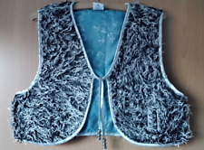 C%A Weste Hippie Vintage Retro Zottel 70er Boho Gr. 182 Grau Silber Kurz Rave