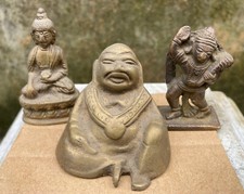 5cm 3erSet Bronze Metall Messing antik massiv Buddha Gottheit Feng Shui Asien