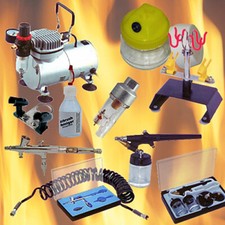 9 TEILE SET AIRBRUSH KOMPRESSOR AIRBRUSHPISTOLE POD REINIGER STARTER-SET AS1
