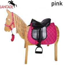 L-Sport Sattel für kleines Holzpferd mit Halfter+Strick pink
