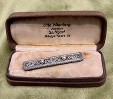 Antik Art Deco 935 Silber RWP Stabbrosche Perlen Diamanten? Sicherheitsverschluß