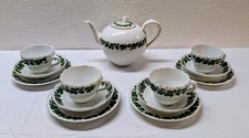 Antiquität Teeservice Porzellan 4 Gedecke Weinlaub Weinkranz Teichert