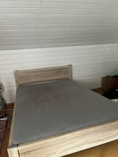 futonbett 140x200 mit lattenrost ; Farbe: Eiche/weiß ; Nachtkästchen