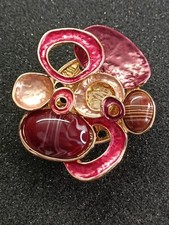 Magnetbrosche/Tuchhalter XXL "Ornamente" goldfarben/Rot Modeschmuck