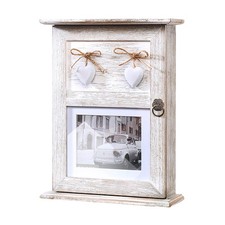 Schlüsselkasten Schlüsselschrank Schlüsselbox - HEART - Holz - weiß - 22x7x30 cm