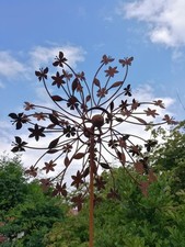 Edelrost Windrad Blumenwiese doppelt Windmühle Rost Gartenstecker Windspiel